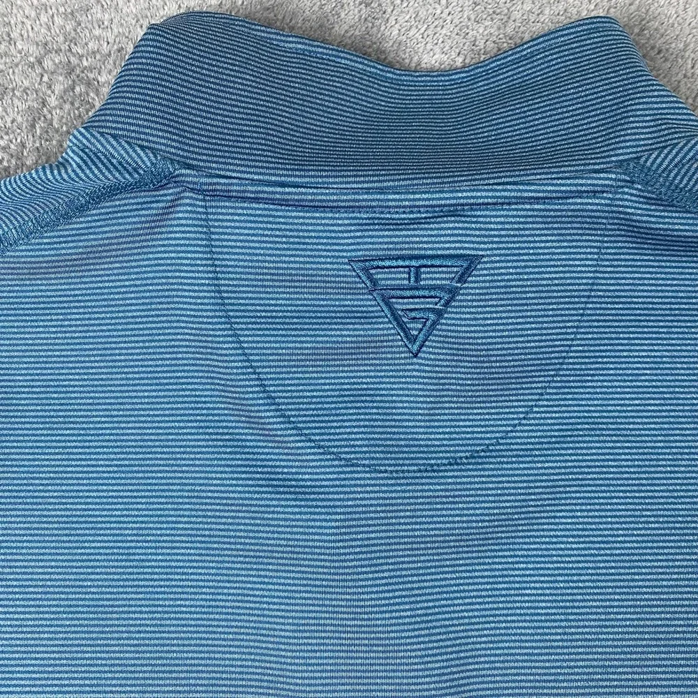 Maelreg Mens Large Performance Pullover Blue Striped Quarter Zip Long Sleeve